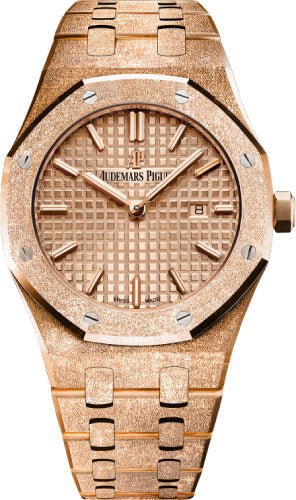 Audemars Piguet Royal Oak Frosted Rose Gold Quartz 33mm Pink Index Bracelet | 67653OR.GG.1263OR.02 - Luxury Time NYC