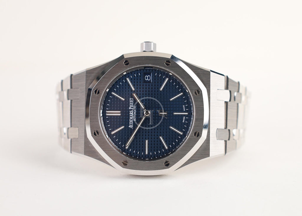 Audemars Piguet Royal Oak Jumbo 39mm Extra - Thin Stainless Steel Blue Dial | 16202ST.OO.1240ST.02 - Luxury Time NYC