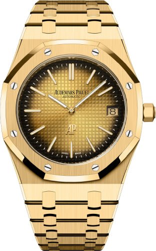 Audemars Piguet Royal Oak Jumbo 39mm Extra - Thin Yellow Gold Smoked Yellow Dial | 16202BA.OO.1240BA.02 - Luxury Time NYC