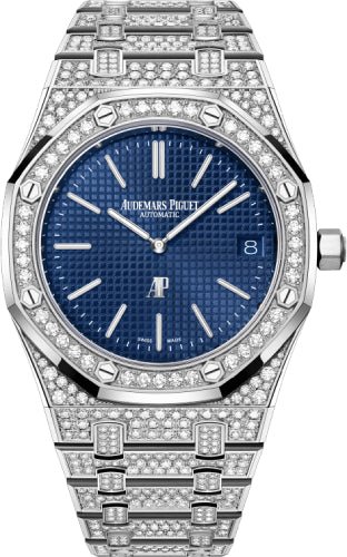 Audemars Piguet Royal Oak "Jumbo" Extra - Thin 39 mm White Gold/Diamond Blue Dial - 16202BC.ZZ.1241BC.02 - Luxury Time NYC