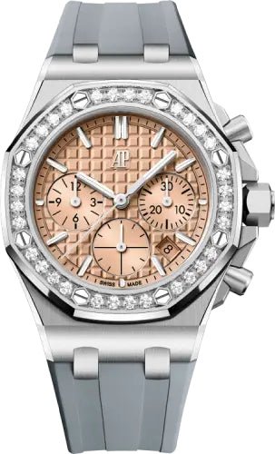 Audemars Piguet Royal Oak Offshore 37 mm Chronograph Stainless Steel Diamond Bezel Salmon Dial - 26231ST.ZZ.A178CA.01 - Luxury Time NYC