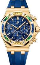 Load image into Gallery viewer, Audemars Piguet Royal Oak Offshore 37 mm Chronograph Yellow Gold Sapphires Bezel Blue Dial - 26236BA.YY.D346CA.01 - Luxury Time NYC