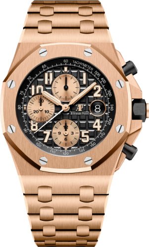 Audemars Piguet Royal Oak Offshore 42 mm "Brick" Chronograph Rose Gold Black Dial - 26470OR.OO.1000OR.03.A - Luxury Time NYC