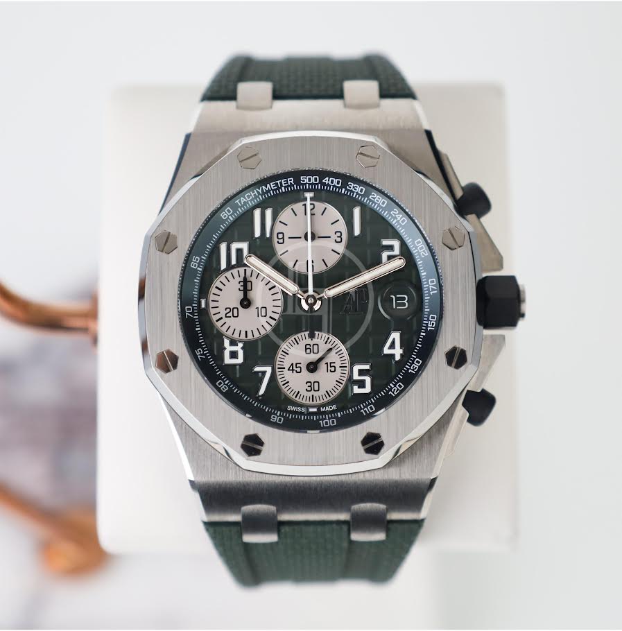 Audemars Piguet Royal Oak Offshore 42mm Chronograph Titanium Green | 26238TI.OO.A056CA.01 - Luxury Time NYC