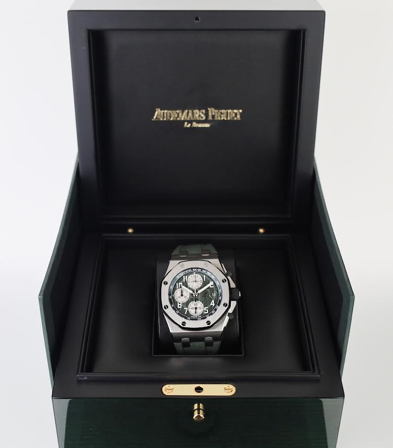 Audemars Piguet Royal Oak Offshore 42mm Chronograph Titanium Green | 26238TI.OO.A056CA.01 - Luxury Time NYC