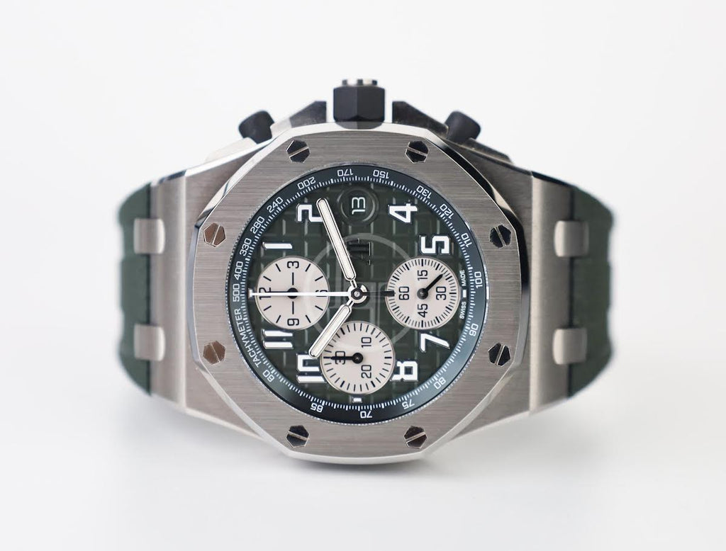 Audemars Piguet Royal Oak Offshore 42mm Chronograph Titanium Green | 26238TI.OO.A056CA.01 - Luxury Time NYC