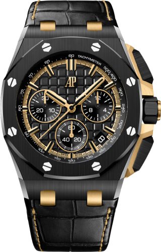 Audemars Piguet Royal Oak Offshore 43mm Chronograph Ceramic Yellow Gold Links Black Dial - 26420CE.OO.A127CR.01 - Luxury Time NYC