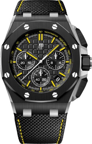 Audemars Piguet Royal Oak Offshore 43mm Chronograph "End of Days" Ceramic Black Yellow Dial - 26420CE.OO.A005VE.01 - Luxury Time NYC