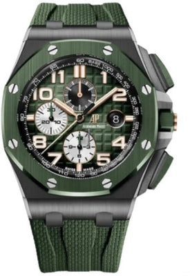 Audemars Piguet Royal Oak Offshore 44mm Chronograph Ceramic Green Bezel 26405CE.OO.A056CA.01 - Luxury Time NYC