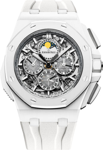 Audemars Piguet Royal Oak Offshore 44mm Grande Complication White Ceramic Sapphire Dial Rubber Strap - 26582CB.OO.A010CA.01 - Luxury Time NYC