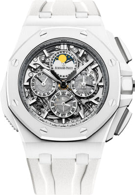 Audemars Piguet Royal Oak Offshore 44mm Grande Complication White Ceramic Sapphire Dial Rubber Strap - 26582CB.OO.A010CA.01 - Luxury Time NYC