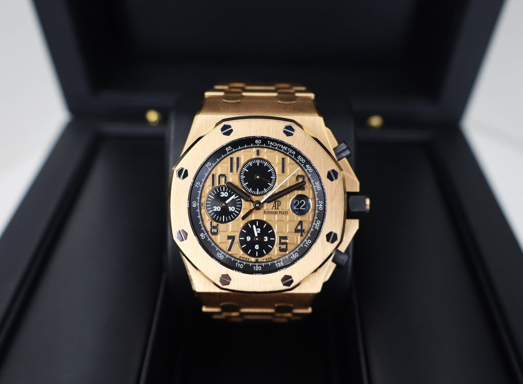 Audemars Piguet Royal Oak Offshore Champagne 42mm Rose Gold 26470OR.OO.1000OR.01 - Luxury Time NYC