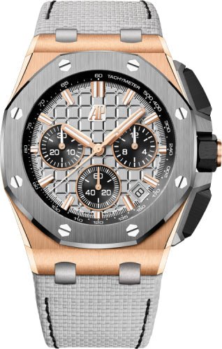 Audemars Piguet Royal Oak Offshore Chronograph Pink Rose Gold Titanium 43mm Bezel Grey | 26420OI.OO.A015VE.01 - Luxury Time NYC