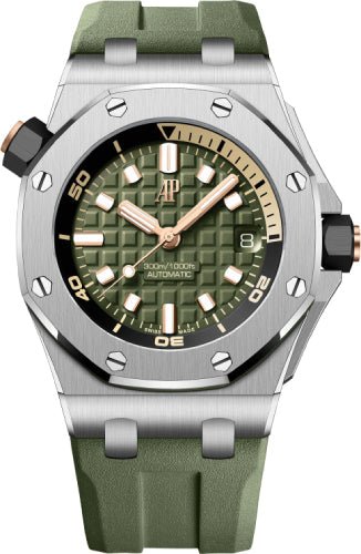 Audemars Piguet Royal Oak Offshore Diver 42mm Stainless Steel Green Dial 15720ST.OO.A052CA.01 - Luxury Time NYC