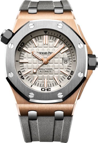 Audemars Piguet Royal Oak Offshore Diver Rose Gold 42mm Titanium Grey Dial | 15711OI.OO.A006CA.01 - Luxury Time NYC