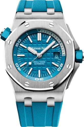 Audemars Piguet Royal Oak Offshore Diver Turquoise Index Stainless Steel Rubber 42mm | 15710ST.OO.A032CA.01 - Luxury Time NYC