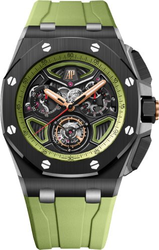 Audemars Piguet Royal Oak Offshore Selfwinding 43mm Flying Tourbillon Chronograph Ceramic Black/Green Dial | 26622CE.OO.D062CA.01 - Luxury Time NYC