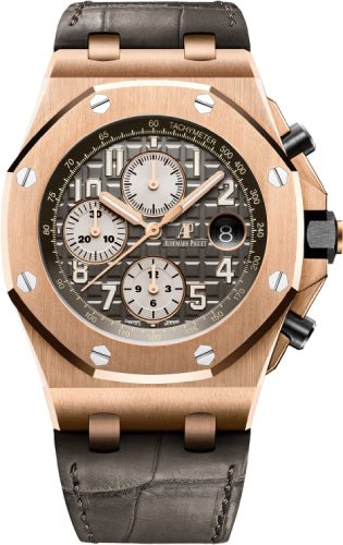 Audemars Piguet Royal Oak Offshore Selfwinding Chronograph 42mm Grey Arabic Rose Gold Leather | 26470OR.OO.A125CR.01 - Luxury Time NYC