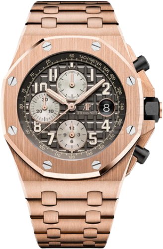 Audemars Piguet Royal Oak Offshore Selfwinding Chronograph 42mm Rose Gold Grey Arabic Dial Bracelet | 26470OR.OO.1000OR.02 - Luxury Time NYC