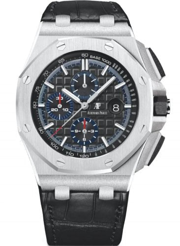 Audemars Piguet Royal Oak Offshore Selfwinding Chronograph Platinum Black Index Dial & Ceramic Bezel Leather Bracelet | 26411PO.OO.A002CR.01 - Luxury Time NYC