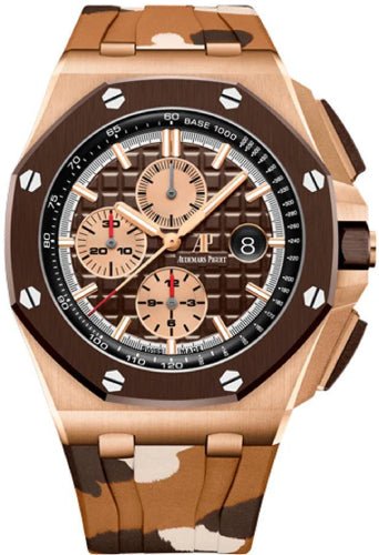 Audemars Piguet Royal Oak Offshore Selfwinding Chronograph Rose Gold Brown Index Dial & Ceramic Bezel Rubber Bracelet | 26401RO.OO.A087CA.01 - Luxury Time NYC