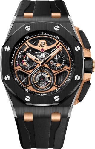 Audemars Piguet Royal Oak Offshore Tourbillon Chronograph 43mm Ceramic/Pink Rose Gold | 26622CE.OO.D002CA.02 - Luxury Time NYC