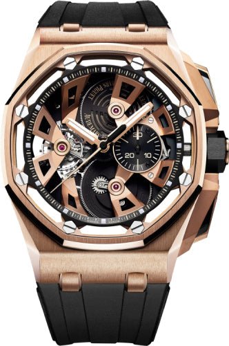 Audemars Piguet Royal Oak Offshore Tourbillon Chronograph Black Rose Gold Rubber Manual 45mm - 26421OR.OO.A002CA.01 - Luxury Time NYC