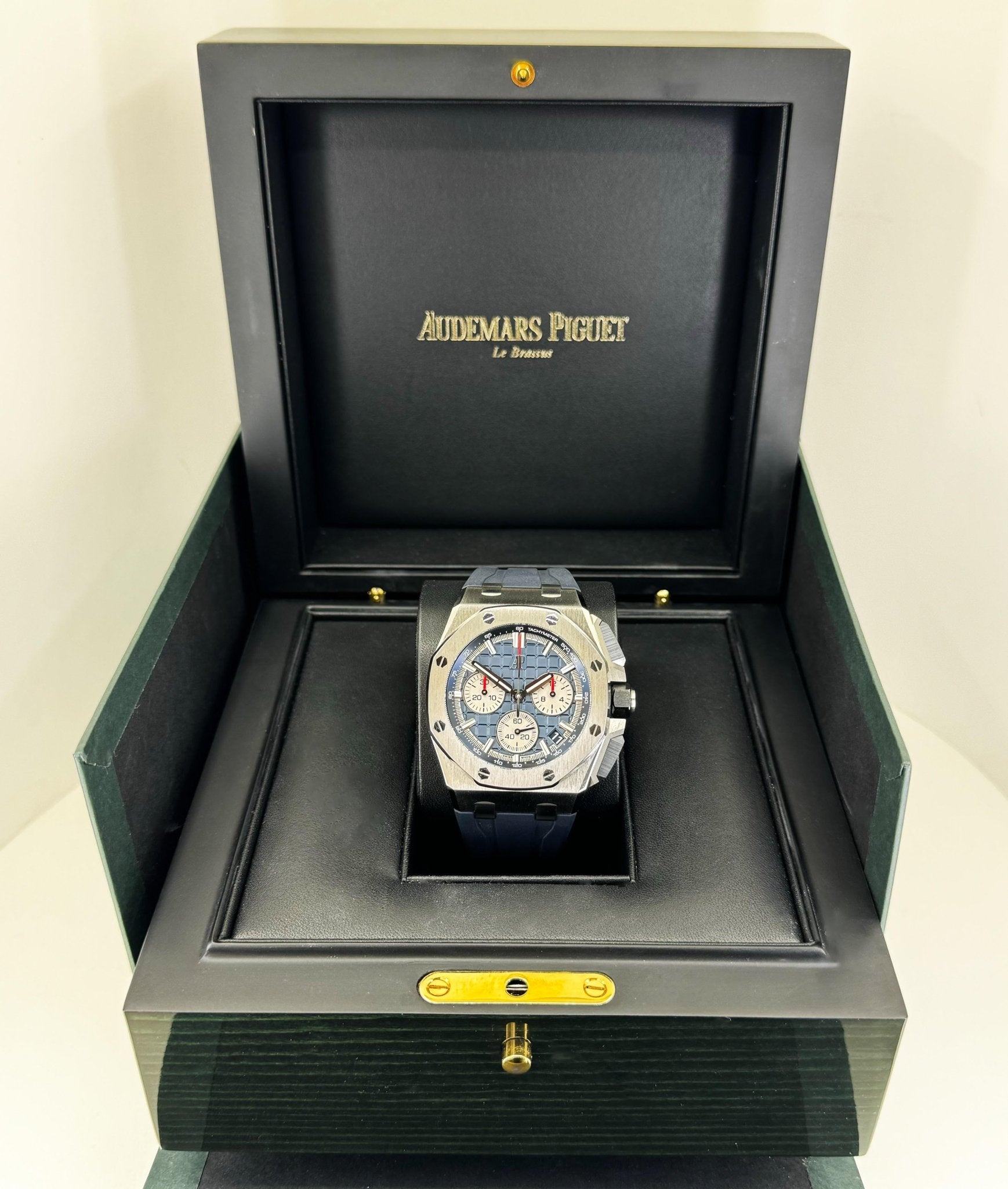 Audemars Piguet Royal Oak Offshore Watch Blue Dial 43mm-26420TI.OO.A027CA.01 - Luxury Time NYC
