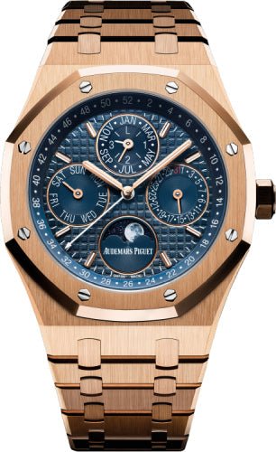 Audemars Piguet Royal Oak Perpetual 41mm Calendar Rose Gold Blue Dial - 26574OR.OO.1220OR.02 - Luxury Time NYC