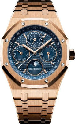 Audemars Piguet Royal Oak Perpetual 41mm Calendar Rose Gold Blue Dial - 26574OR.OO.1220OR.02 - Luxury Time NYC