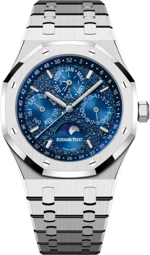 Audemars Piguet Royal Oak Perpetual Calendar "John Mayer" 41mm White Gold Crystal Sand Blue Dial 26574BC.OO.1220BC.02 - Luxury Time NYC