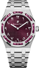 Load image into Gallery viewer, Audemars Piguet Royal Oak Quartz 33mm White Gold Garnet Baguette Bezel - Purple Dial - 67656BC.GR.1261BC.01 - Luxury Time NYC