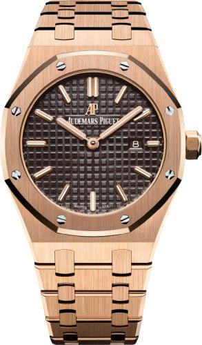 Audemars Piguet Royal Oak Quartz Ladies Rose Gold 33mm Brown Index | 67650OR.OO.1261OR.01 - Luxury Time NYC