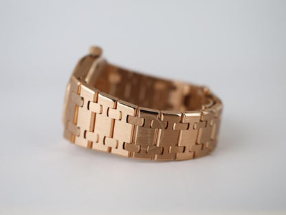 Audemars Piguet Royal Oak Quartz Rose Gold Blue Dial 33mm Diamond Bezel | 67651OR.ZZ.1261OR.02 - Luxury Time NYC