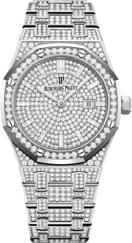 Audemars Piguet Royal Oak Quartz White Gold 33mm Diamond Pave | 67652BC.ZZ.1265BC.01 - Luxury Time NYC