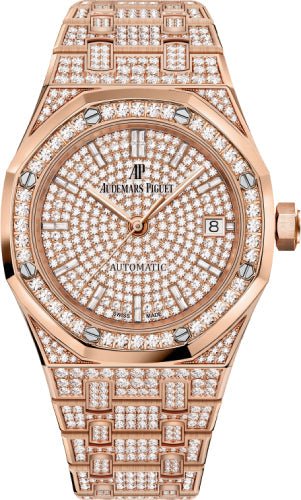 Audemars Piguet Royal Oak Rose Gold Diamond Pave 37mm | 15452OR.ZZ.1258OR.02 - Luxury Time NYC