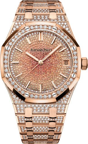 Audemars Piguet Royal Oak Rose Gold Diamond Set Dial & Bracelet 41mm | 15502OR.ZZ.1222OR.01 - Luxury Time NYC