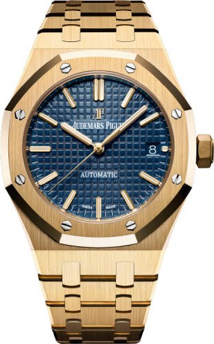 Audemars Piguet Royal Oak Selfwinding 37mm Blue Index Yellow Gold | 15450BA.OO.1256BA.02 - Luxury Time NYC