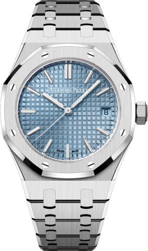 Audemars Piguet Royal Oak Selfwinding 50th Anniversary Stainless Steel 37mm Light Blue Dial | 15550ST.OO.1356ST.04 - Luxury Time NYC