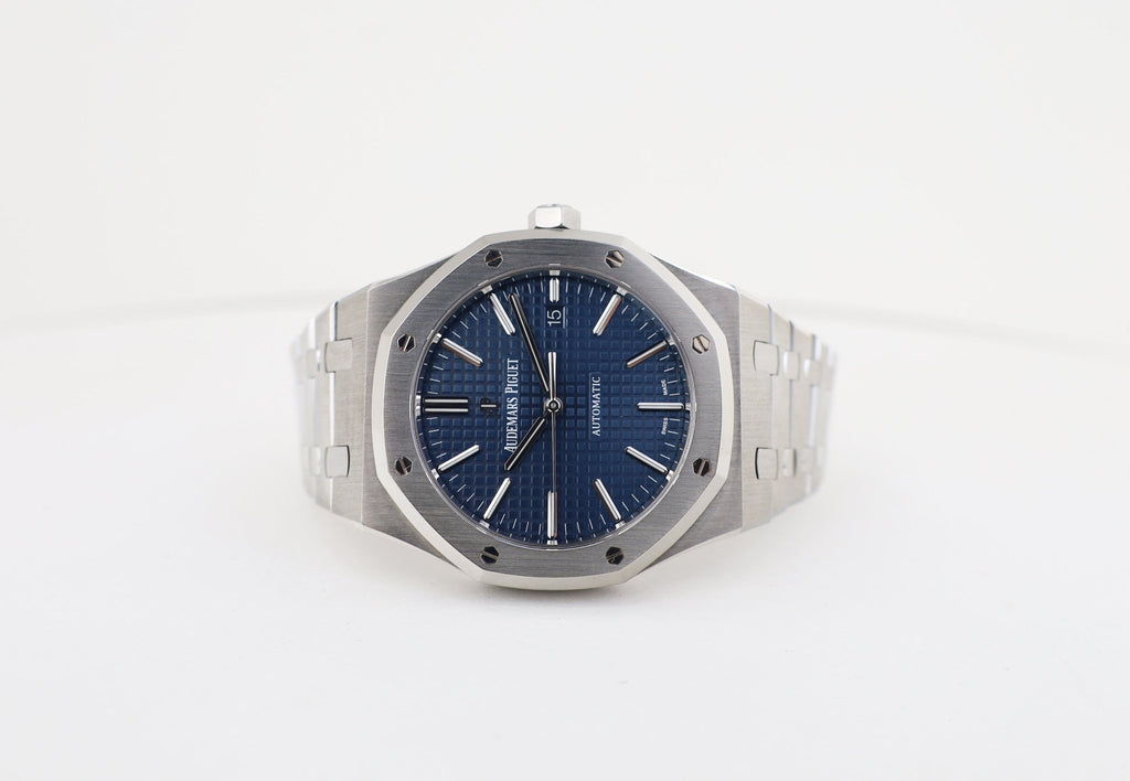 Audemars Piguet Royal Oak Selfwinding Blue dial with “Grande Tapisserie” 15400ST.OO.1220ST.03 - Luxury Time NYC