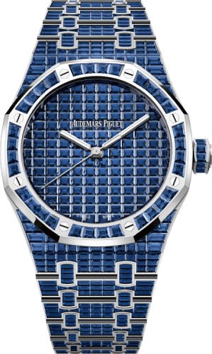 Audemars Piguet Royal Oak Selfwinding Blue Sapphire 41mm "50th Anniversary" White Gold Blue Dial | 15514BC.SS.1284BC.01 - Luxury Time NYC