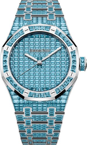 Audemars Piguet Royal Oak Selfwinding Blue Topaz 41mm "50th Anniversary" White Gold Blue Dial | 15514BC.TO.1284BC.01 - Luxury Time NYC