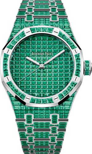 Audemars Piguet Royal Oak Selfwinding Emerald "50th Anniversary" White Gold Green Dial 41mm | 15514BC.EE.1284BC.01 - Luxury Time NYC