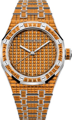 Audemars Piguet Royal Oak Selfwinding Orange Spessartite 37mm "50th Anniversary" White Gold Orange Dial | 15554BC.SE.1274BC.01 - Luxury Time NYC