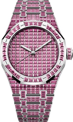 Audemars Piguet Royal Oak Selfwinding Pink Tourmaline 41mm "50th Anniversary" White Gold Pink Dial | 15514BC.TM.1284BC.01 - Luxury Time NYC