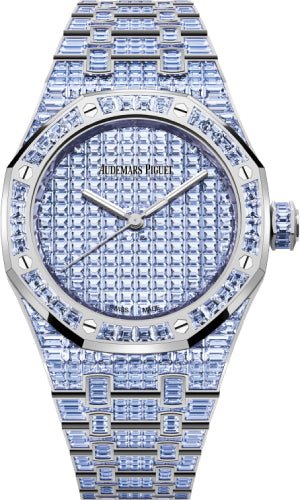 Audemars Piguet Royal Oak Selfwinding Tanzanite 37mm "50th Anniversary" White Gold Blue Violet Dial | 15554BC.TF.1274BC.01 - Luxury Time NYC