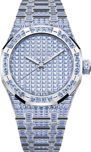 Audemars Piguet Royal Oak Selfwinding Tanzanite 41mm "50th Anniversary" White Gold Blue Violet Dial | 15514BC.TF.1284BC.01 - Luxury Time NYC