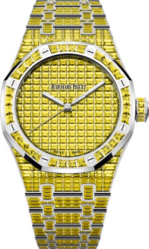 Audemars Piguet Royal Oak Selfwinding Yellow Chrysoberyl 41mm "50th Anniversary" White Gold Yellow Dial | 15514BC.RY.1284BC.01 - Luxury Time NYC