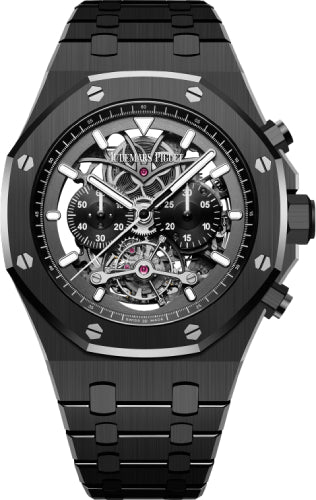 Audemars Piguet Royal Oak "Skeleton" Tourbillon Chronograph Openworked 44mm Black Ceramic | 26343CE.OO.1247CE.01 - Luxury Time NYC