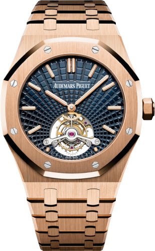 Audemars Piguet Royal Oak Tourbillon 41mm Extra - Thin Rose Gold Blue Dial | 26522OR.OO.1220OR.01 - Luxury Time NYC